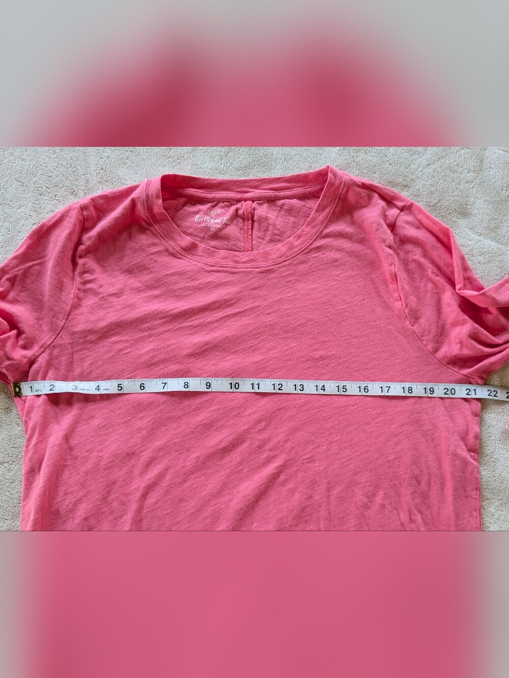 J. Crew Pink Long Sleeve Girlfriend Tshirt Tee 100% Cotton Re-Imagined Women XL - Picture 5 of 8